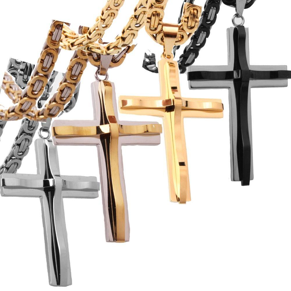 Titanium Steel Catholic Jewelry Accessories Retro Crucifix Pendant Chain Cross Necklace  Church