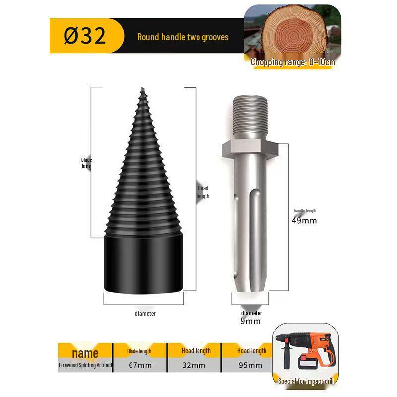 Electric Wood Splitting Cone Drill Bit for Firewood Cutting