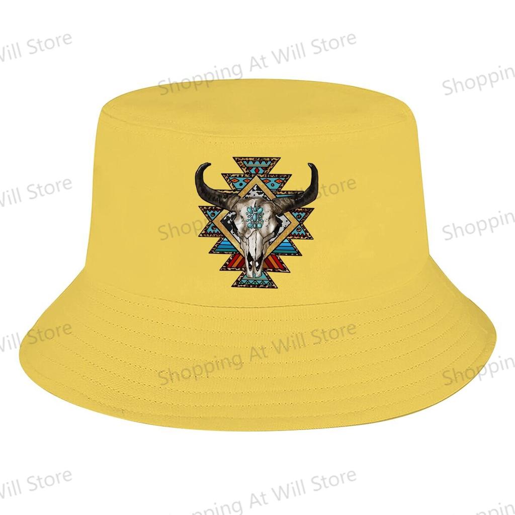 Geometric Bull Skull Unisex Foldable fisherman hat Men And Women Outdoor sports cap Creative Gift