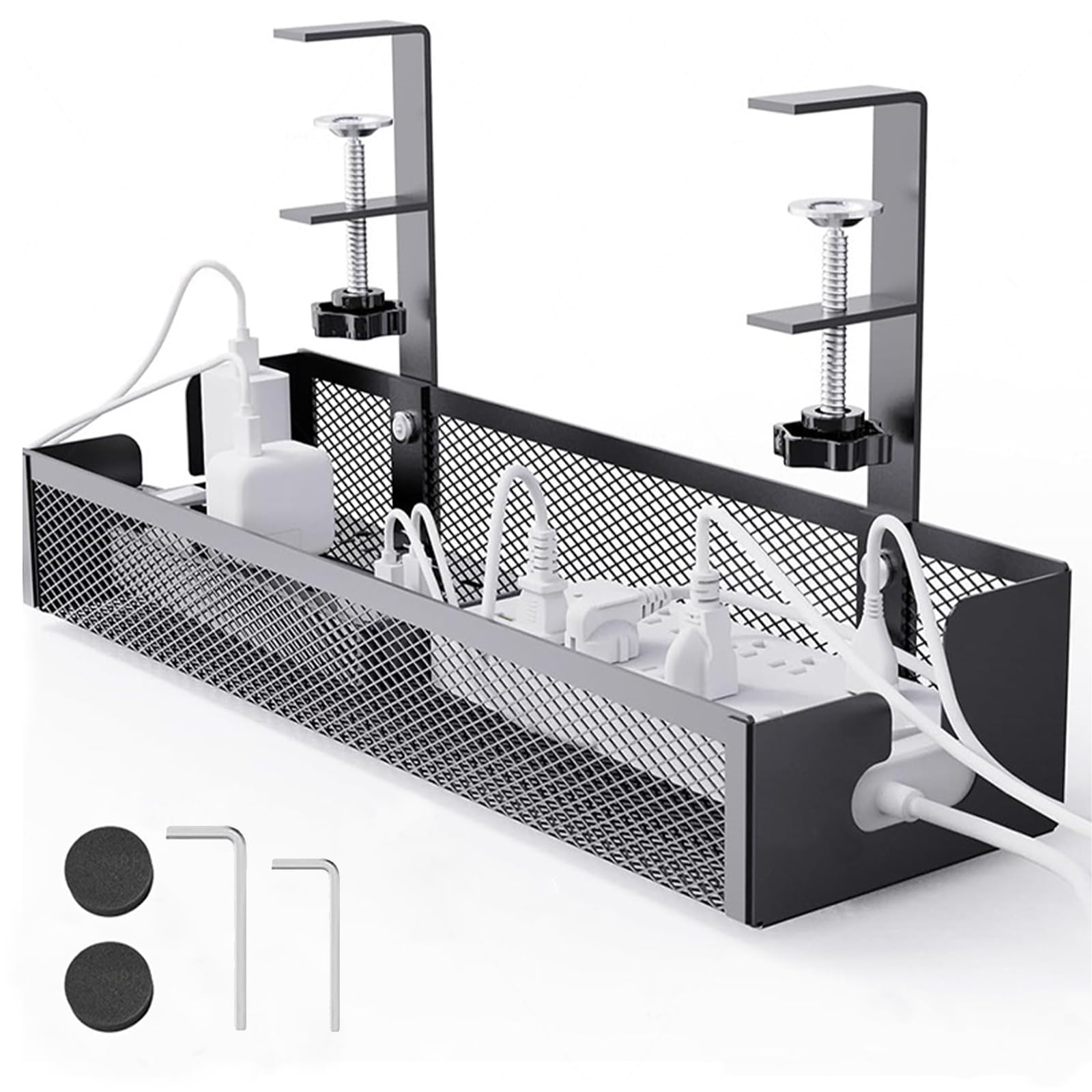 

Cable Tray Under Desk Large Capacity Hidden Storage Wiring Organization Width 40cm Height 8cm No Drilling Required Top Plate Installation Cable чорний