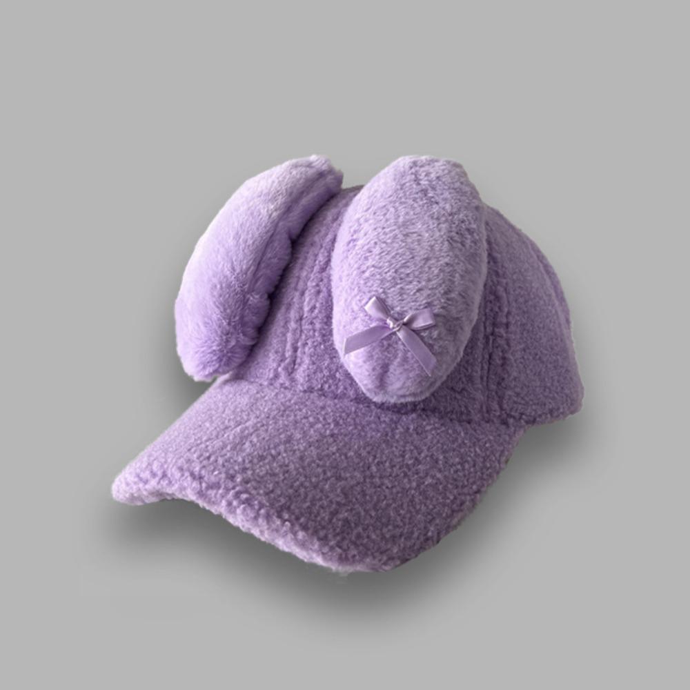 Lamb Fleece Y2k Rabbit Ear Hat Korean Peaked Cap Lovely Women's Baseball Hat  Female