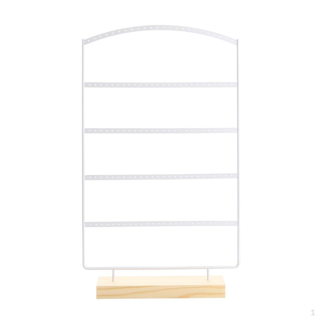 Earring Display Stand 4Tier Holder Tabletop Jewelry Rack with Wood Base for Women,