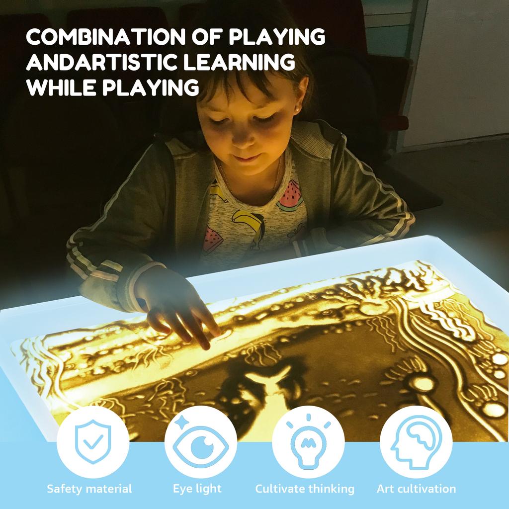 ABS children's handmade DIY sand painting box with built-in LED soft light imagination sand painting fun handmade art kit