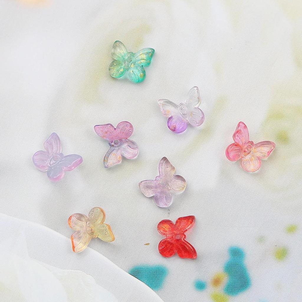 11x9,5mm 10pcs/saco contas de borboleta coloridas de vidro faça você mesmo pulseira colar brincos acessórios de joias