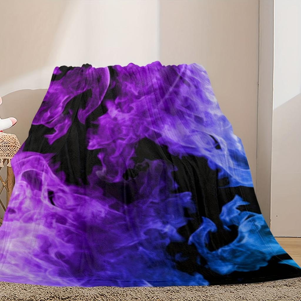Mystic Purple and Blue Smoke Blanket - Soft, Cozy, Stylish Decor for Ultimate Home Comfort and Ideal Gift Choice
