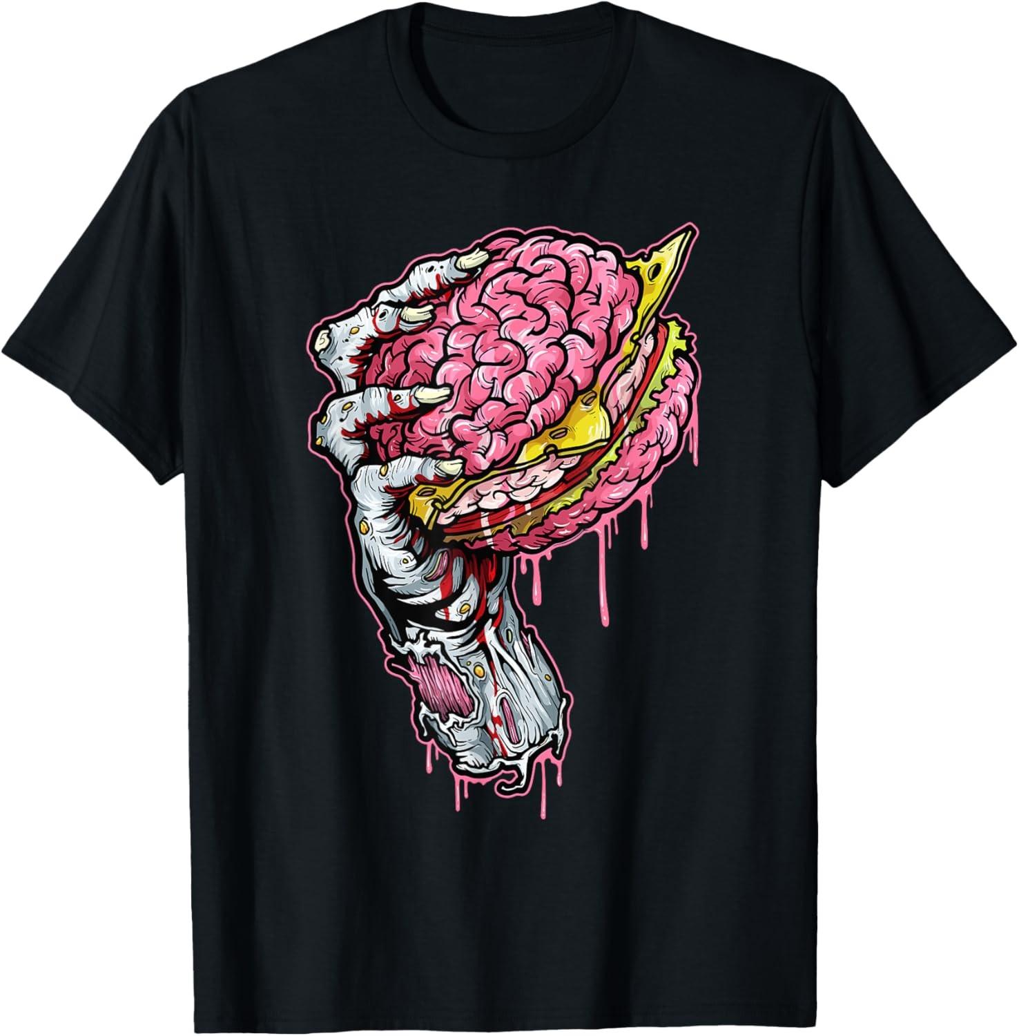 Zombie Brain Hamburger Halloween Horror Humor T-Shirt S разноцветный