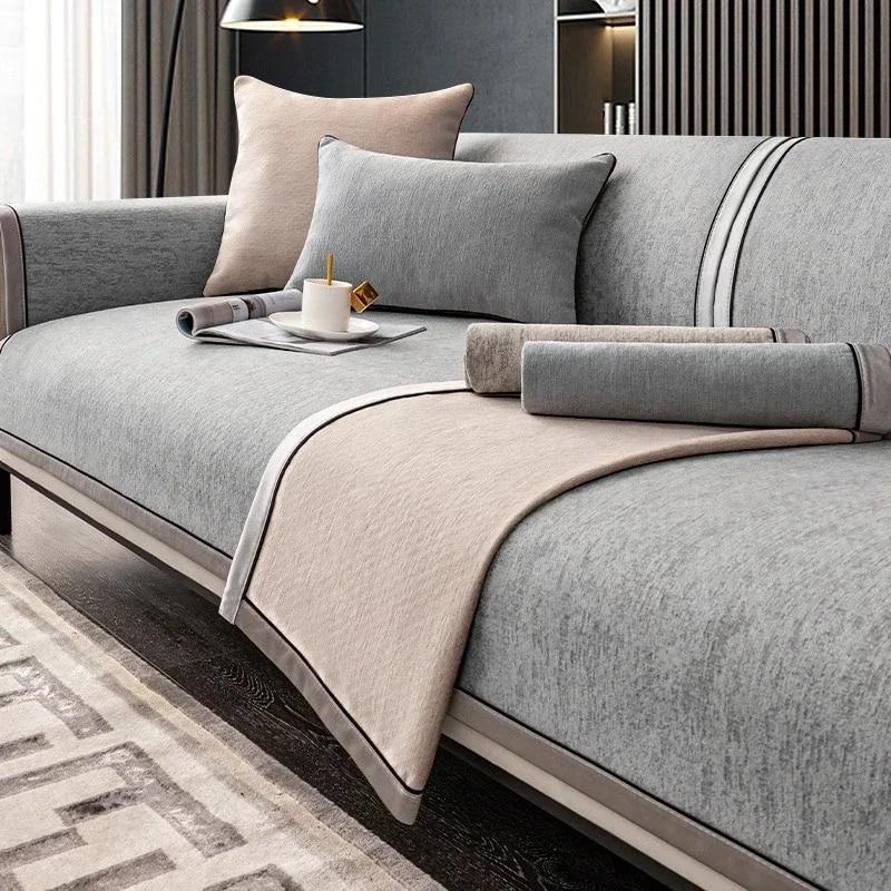 Luxury Chenille Sofa Cushion Four Seasons Universal Anti Slip Modern High-end Sofa Cover Backrest Towel Fabric