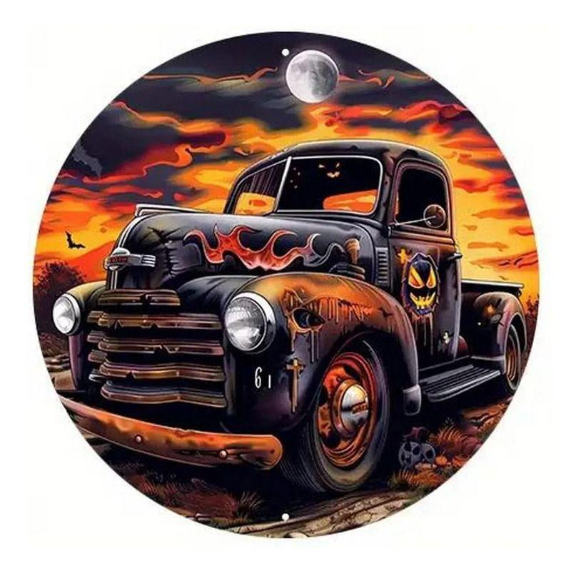 2D Retro Car Tin Painting for Bars Cafes Interior Wall Decor