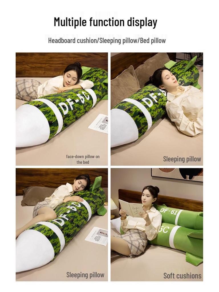 Extra-Large Dongfeng Missile Plush Pillow for Sleeping, Sofa, or Backrest - Perfect Gift for a Boyfriend