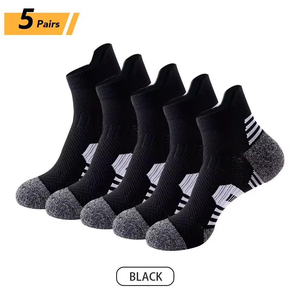 3/5Pairs Men's Sport Socks Breathable Outdoor Running Basketball Socks Quick-drying Socks Training Short Tube Socks For Men