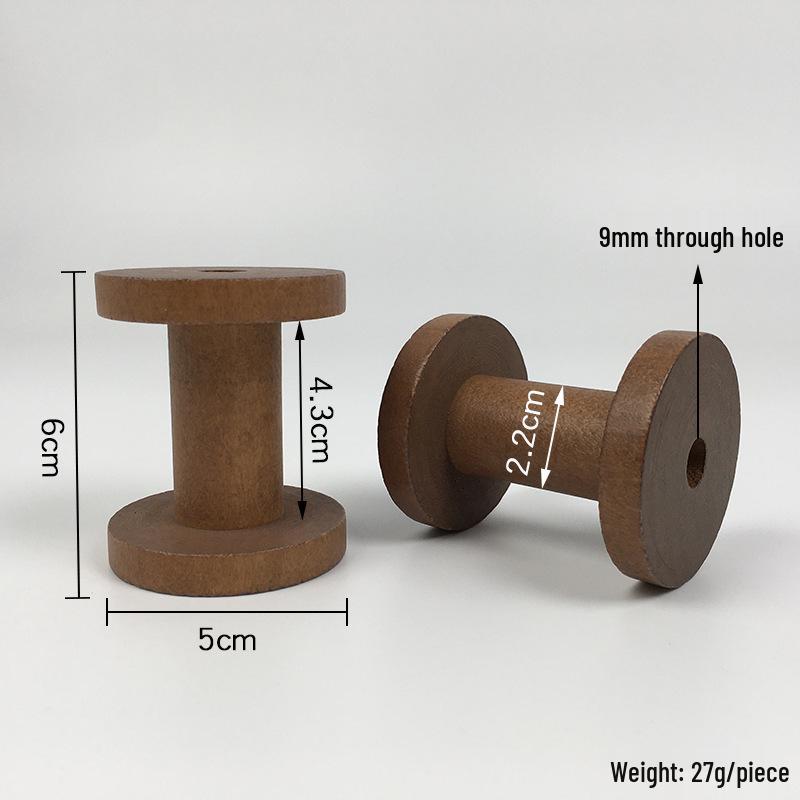 Retro Solid Wood Spool: Nostalgic Handmade Thread Organizer for Cross-Stitch and Crafting.
