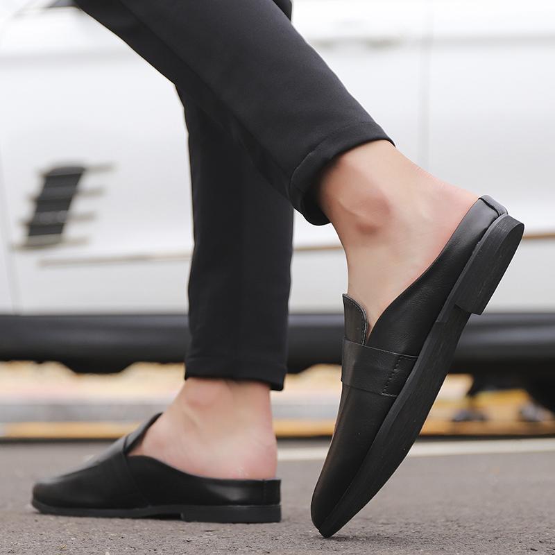 Sommer Leder Herren Halbschuhe Hausschuhe Loafer Slides Atmungsaktive Mules für Mann Outdoor Leichte Freizeit Halbschuhe 2026