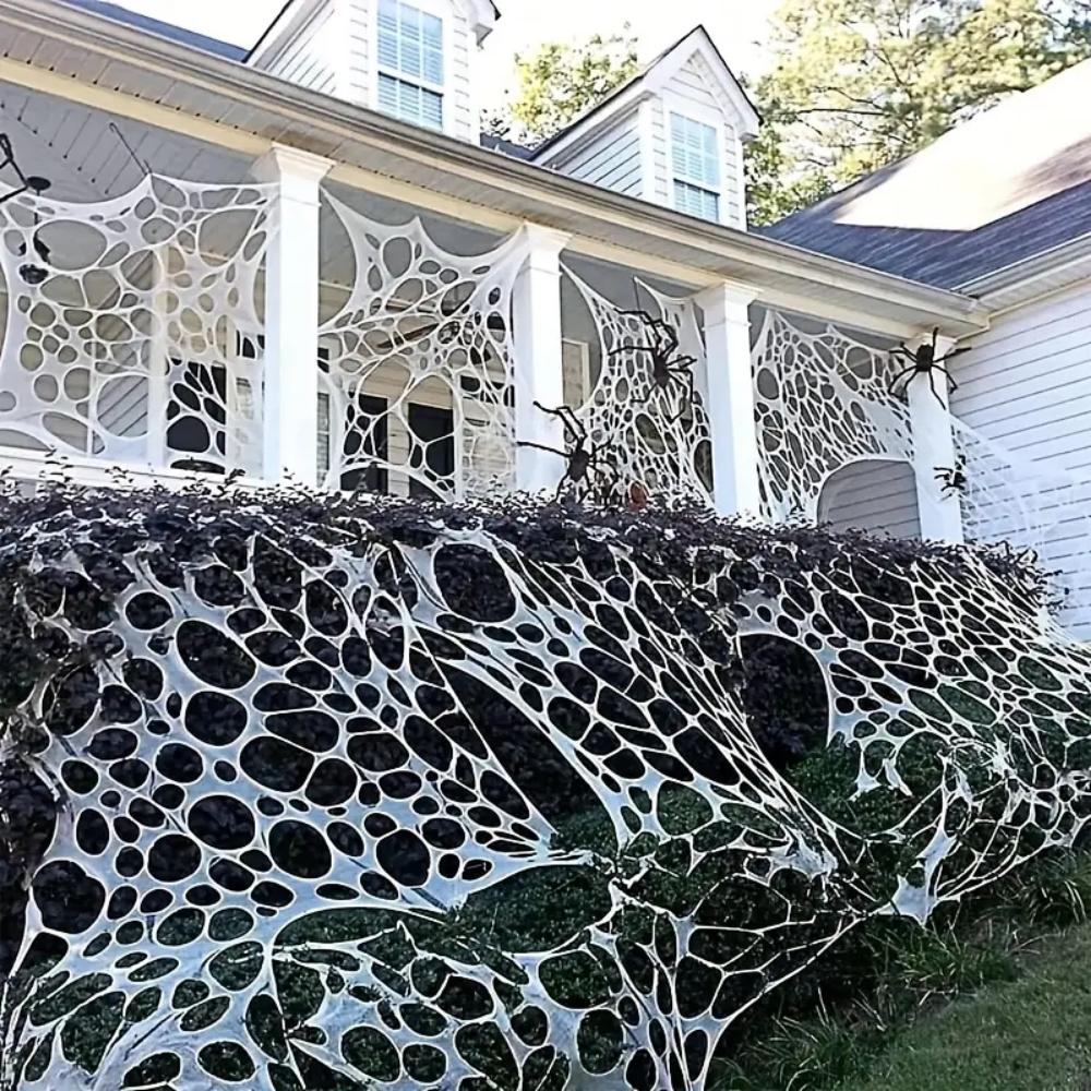 DAZONGE Spider Webs Halloween Decorations, Stretchy Halloween Beef Netting Spider Web, Spooky Spider Web Decorations for Haunted