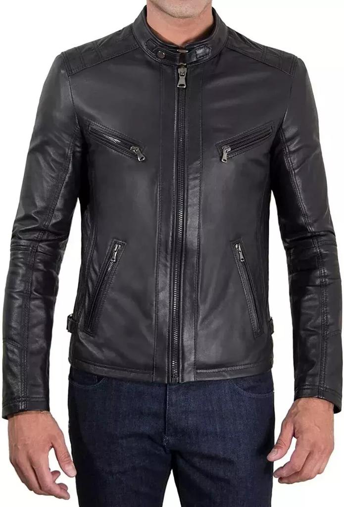 Stylish New Men's Genuine Lambskin Leather Handmade Jacket Black Biker Jacket
