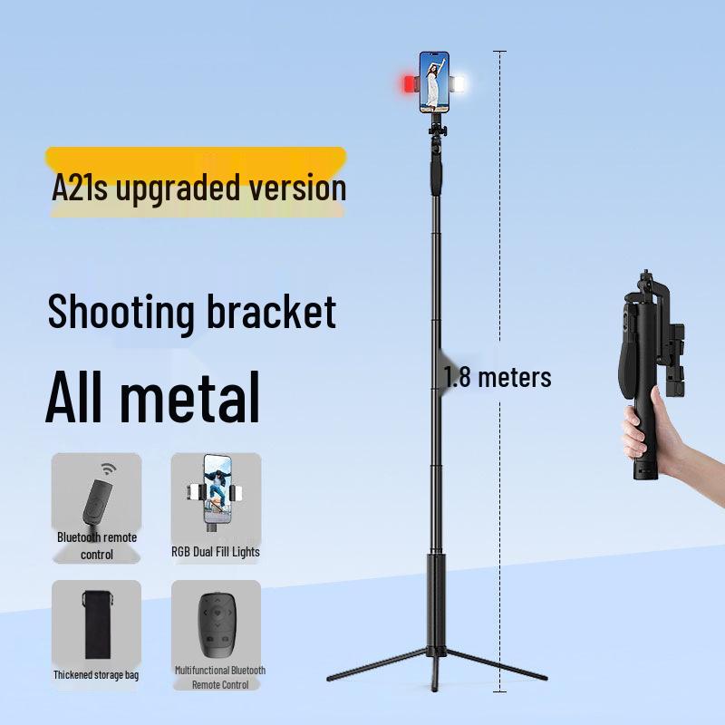 Multi-functional Metal Anti-Shake Bluetooth Selfie Stick and Tripod for Mobile Photography and Live Streaming