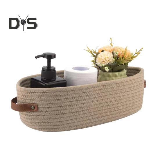 

Маленький кошик для зберігання з ручкою Маленький плетений кошик Домашні тварини Декоративна полиця Органайзер Домашній офіс Міні-кошик хакі