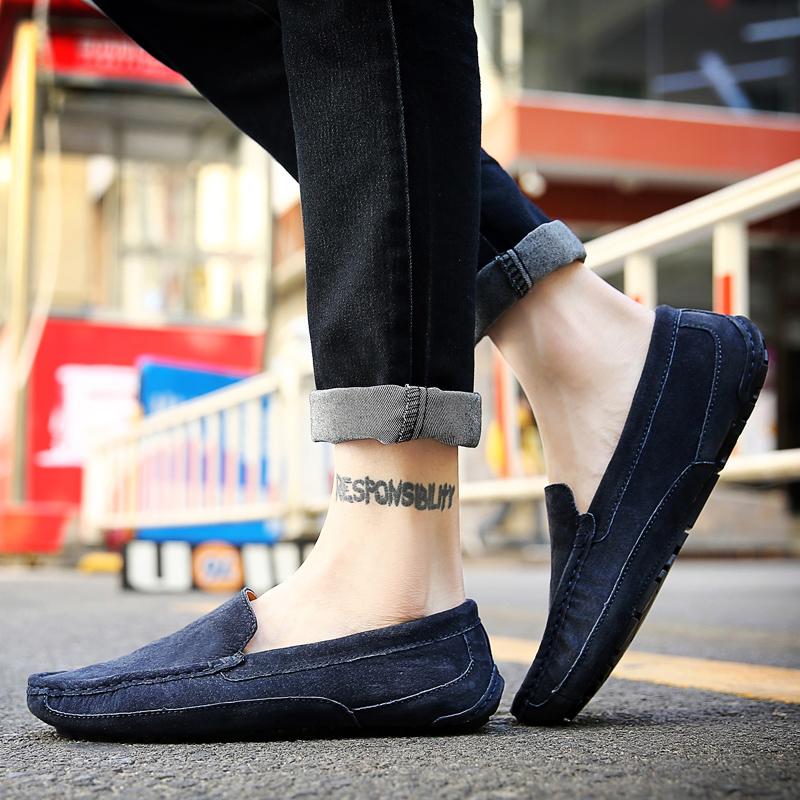 Fashion Men Flat Loafers 2025 Frosted Suede Flat Shoes Comfortable Non Slip Fashion Loafers Lightweight Trendy Outdoor Casual Shoes