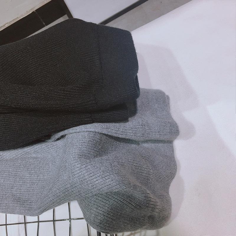 Pantalones largos rectos de cintura alta holgados de punto informales para otoño e invierno para mujer