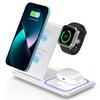 LED Fast Wireless Charger Stand 3 in 1 Foldable Charging Station For iPhone 17 16 15 14Apple Watch 9 8 7 6 5 Airpods Pro