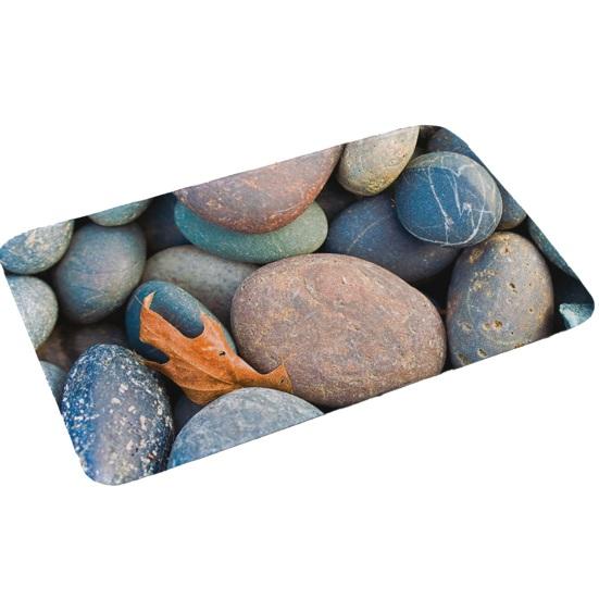 Yousheng 3D Optical Illusion Bathroom Rug Non-Slip Pebble Stone Pattern Bath Mat Quick Dry Absorbent Floor Mat for Bathroom Tub Shower Sink