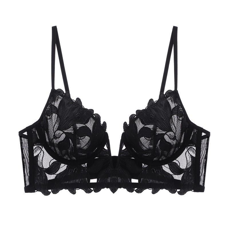 "Sexy Deep V Embroidered Lace Push-Up Lingerie Set for Enhanced Curves"
