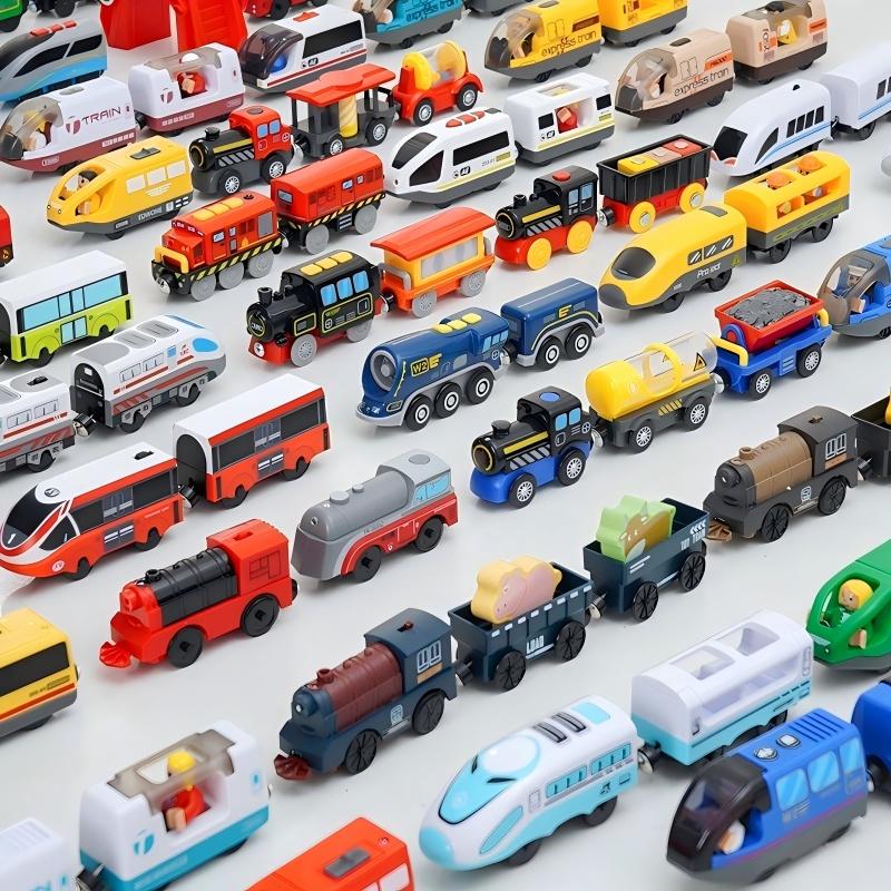 Magnetic Train Toys Wooden Railway Tracks Accessories Locomotive Diecast Slot Fit for All Wood Brand Wooden Tracks Toys For Kids