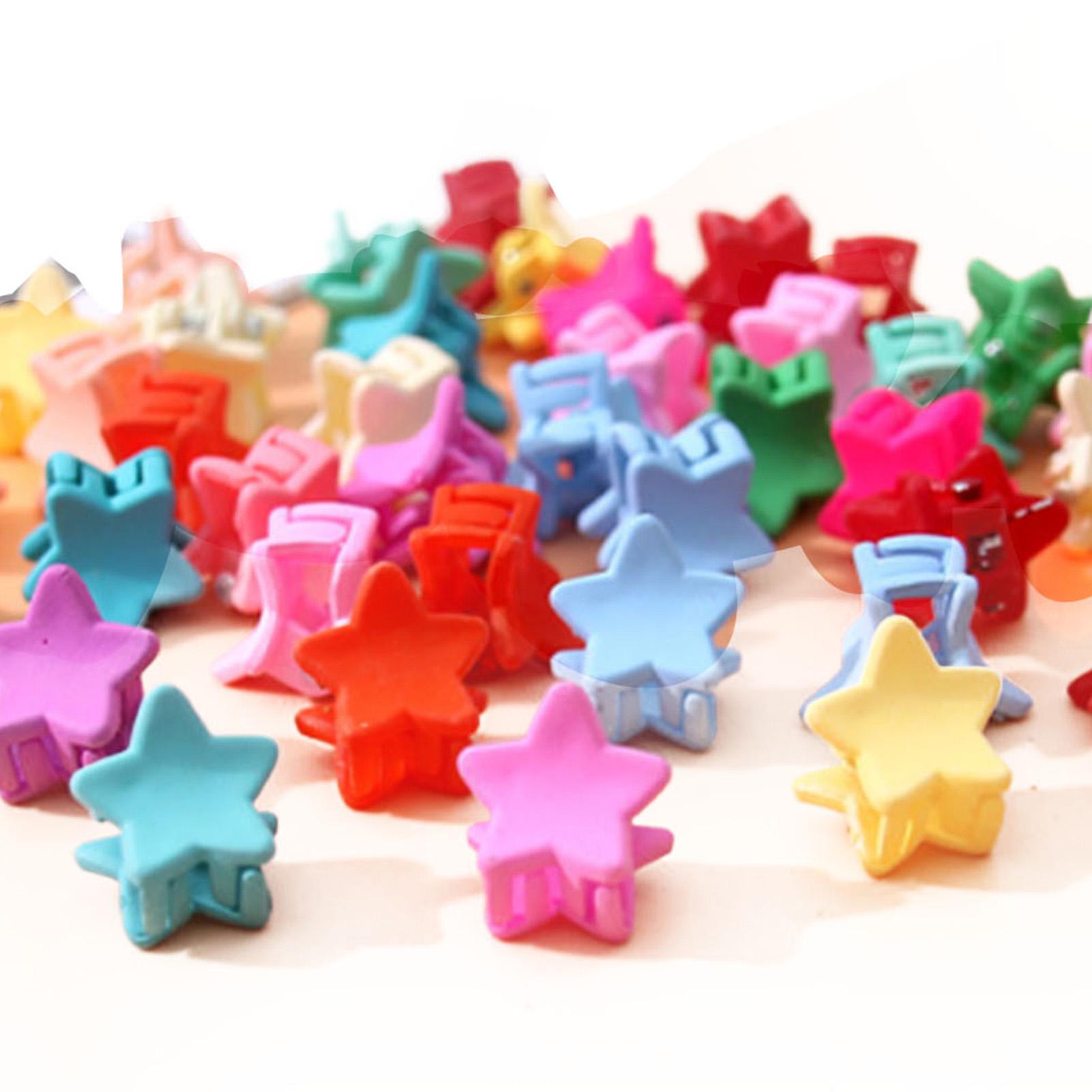 

50pcs Mini Hair Claw Clips Colorful Strong Hold Lightweight Cute Small Star Hair Clamps for Girls