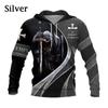 Felpe con Cappuccio da Cavaliere Stampate 3D per Uomo Grafica a Croce Pullover Primavera Autunno Top Casual con Cappuccio Felpe Oversize Maniche Lunghe