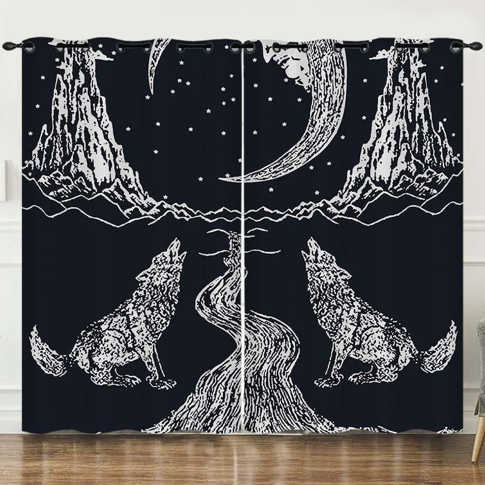 Curtains Good Night Series Moon Starry Sky Sunshade Digital Printing Blackout Curtain Free Of Punching