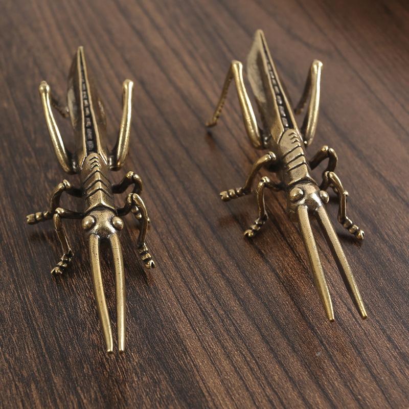 Brass Grasshopper Creative Office Tea Table Tea Set Small Tea Pet Desktop Pure Copper Ornament Metal Handicraft Small Copper Ware