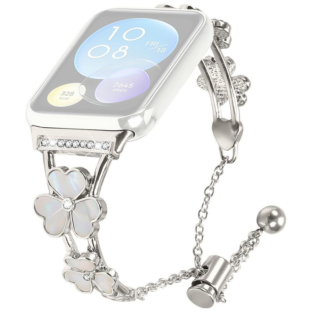 For Xiaomi Redmi Watch 4 Watchband Heart Clover Decor Zinc Alloy Metal Strap