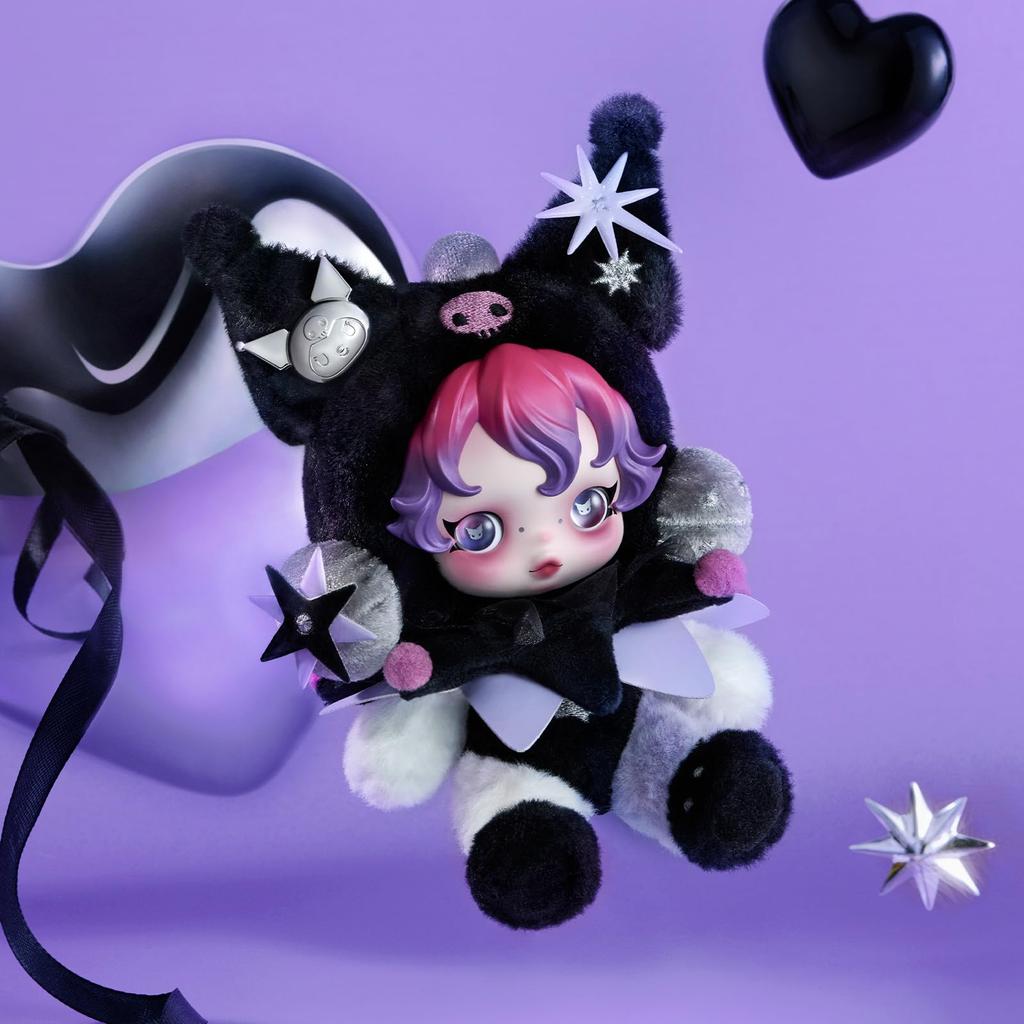 [POP MART Official Store] SKULLPANDA × KUROMI Plush skullpanda (Skullpanda, Popmart) Plush Doll Toy Soft Vinyl Figure Keychain Blind Doll Gift Fan
