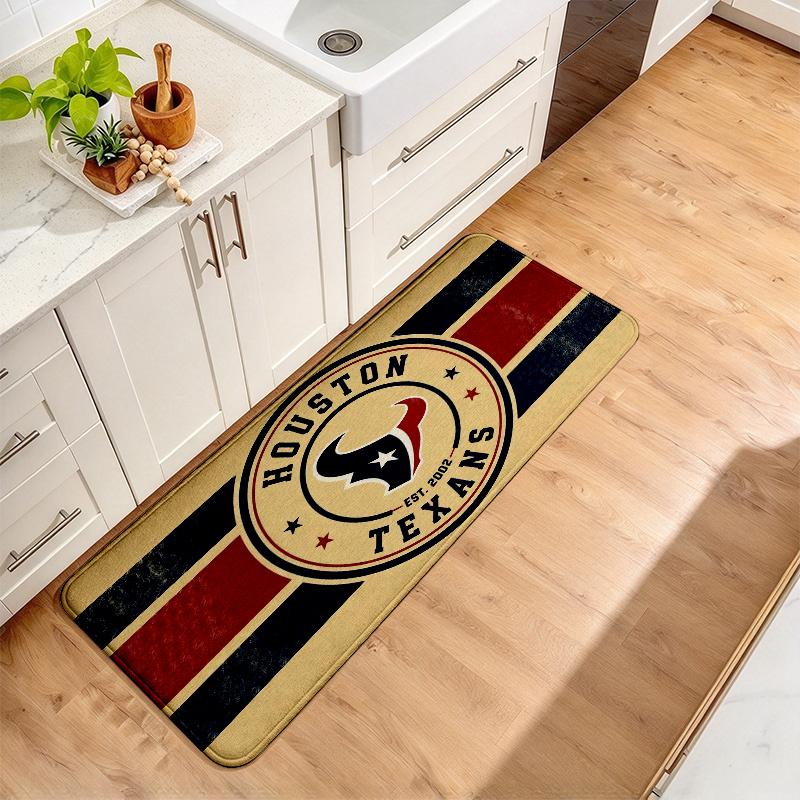 Houston Texans Flannel Kitchen Mat Christmas Soft Area Rug Non Slip Floor Carpet Home Decoration