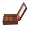 2X Wooden 9 Grids Tea Box Tea Bags Container Storage Box Square Gift Box Case Transparent Top Lid J