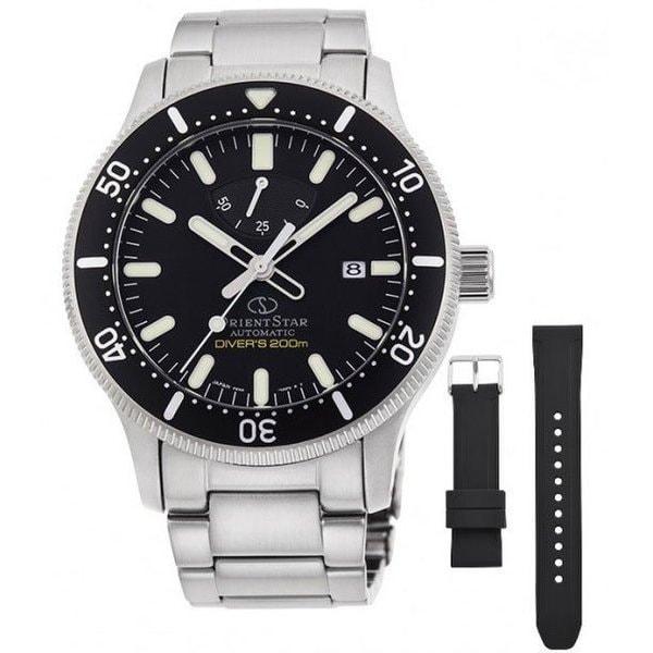 

Orient RK-AU0309B (СПОРТИВНА 200-метрова водонепроникна модель водолаза (ISO) Силіконова стрічка) Круглий годинник срібний