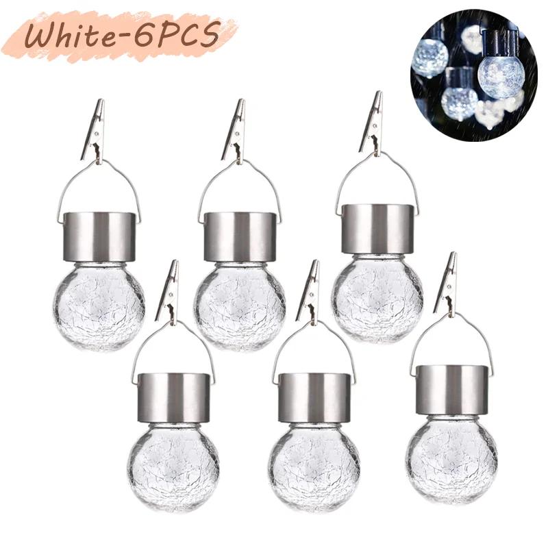 Solar Hanging Lights, Christmas Decoration Lights with Multi-Color Changing Cracked Glass Hanging Ball Outdoor Lights Waterproof