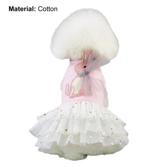 Dog Dress Soft Stretchy Cotton Sweet Rabbit Pattern Dog Clothes for Party