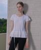 VLETI Tie Neck Ribbon Detail Short Sleeve Frill Knit (Ivory)
