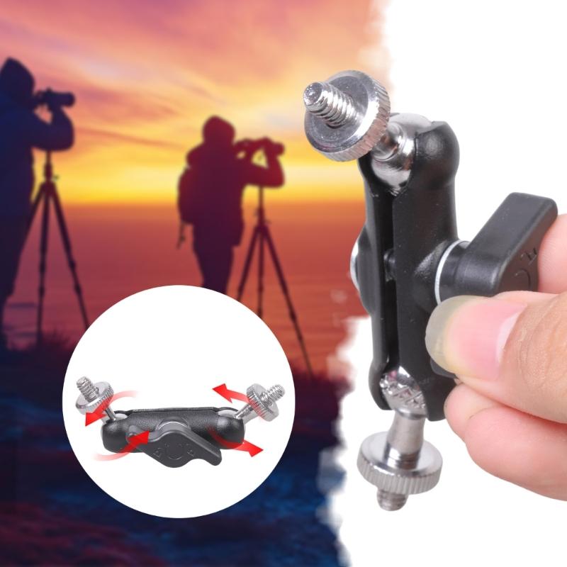 Heavy Duty Double Metal Disc 1/4" Thread Adapter Support 360 Degree Rotating For Camera Mic Light Stand Mounting Bracket