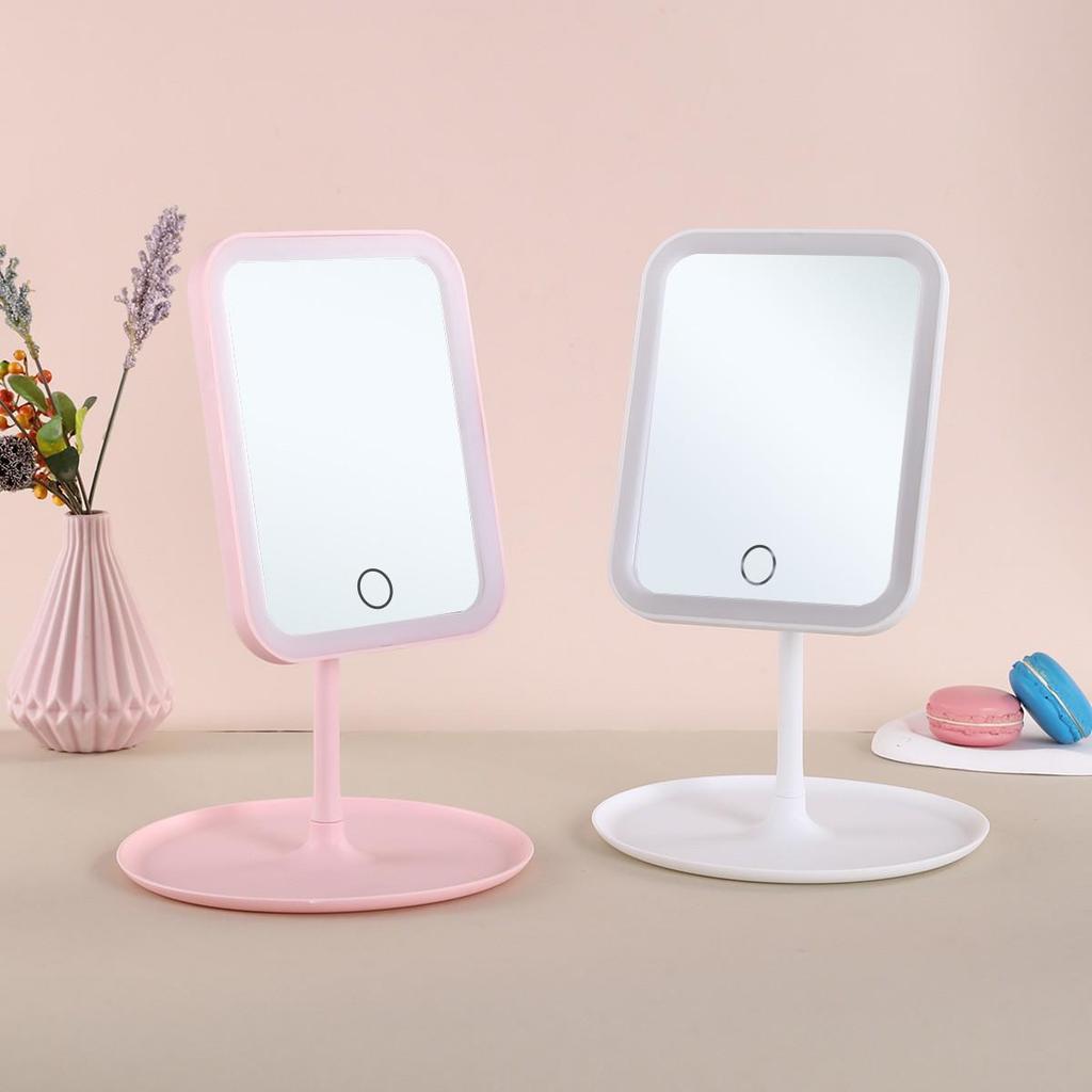 USB Rechargeable LED Vanity Mirror: Portable, INS Style Makeup Mirror with Light for Dorms