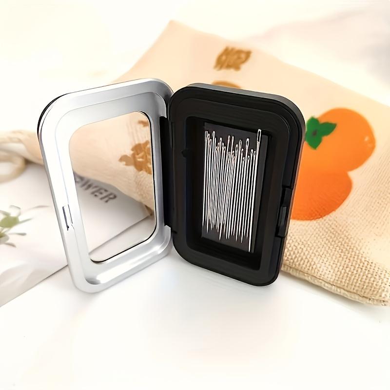 1Pc Black Magnetic Sewing Needle Storage Box, Durable Stainless Steel Case with Clear Window, Organizer for Craft Supplies