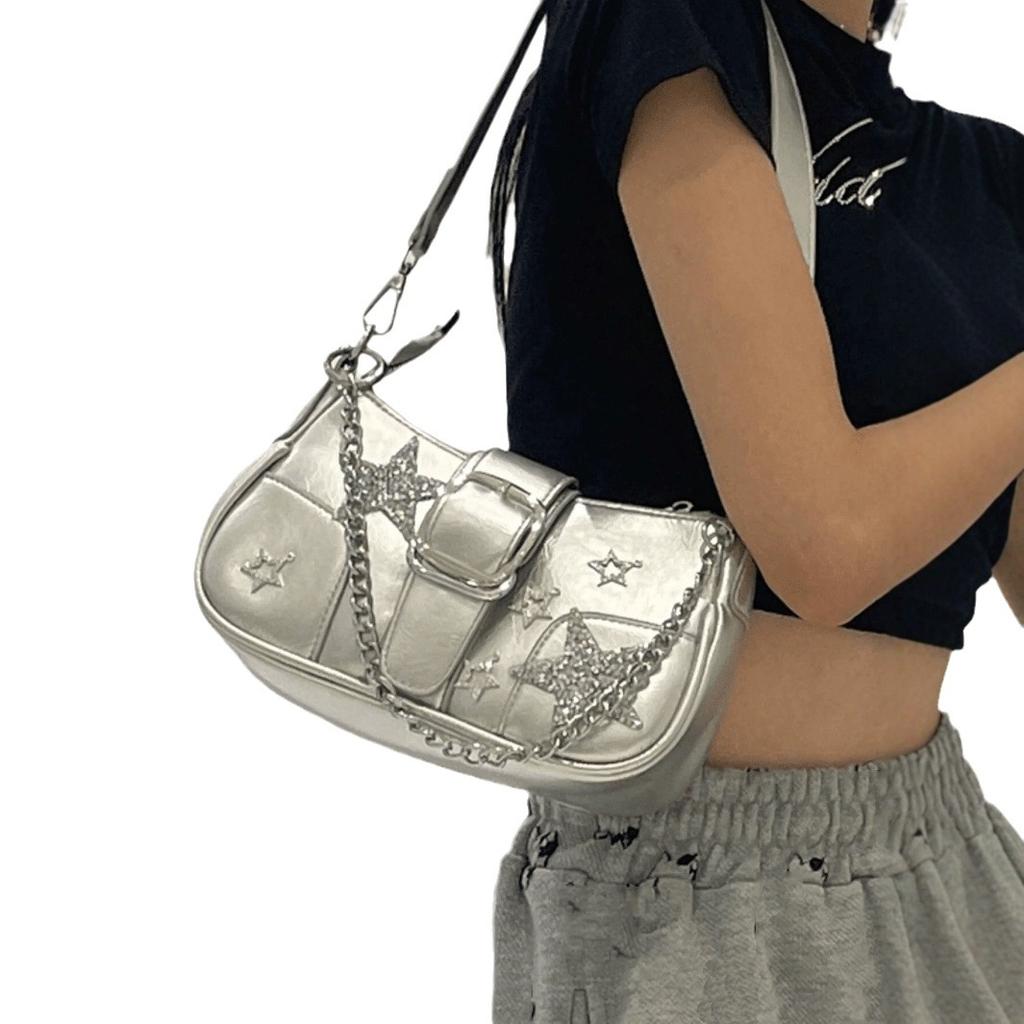 Daylight Wants Stars, Crescent Moon Bag Y2K Niche Design, Sweet And Versatile Summer Millennial Shoulder Armpit Bag Women