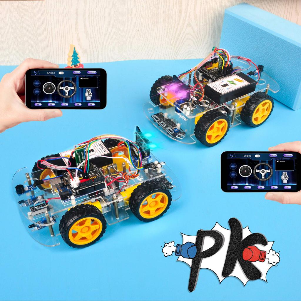 OSOYOO Arduino UNO Multifunctional Educational Robot Car V2.1 STEM Remote Control App 4WD Building, Programming, Learning Educational Electric Robotic