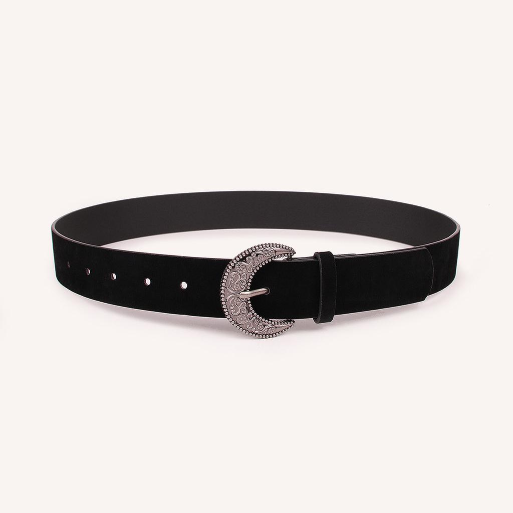 New Retro Deerskin Velvet Belt Autumn and Winter Fashionable Atmosphere Versatile Women's Waistband Carved French Aesthetic Belt
