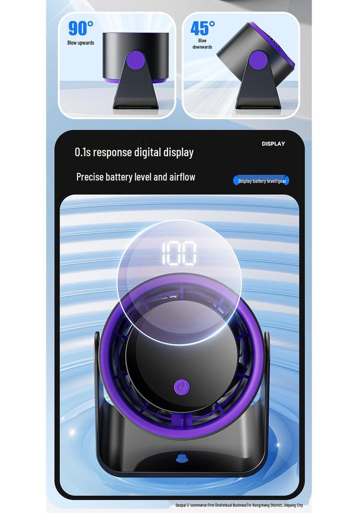 Compact USB Desktop Fan: Silent, Long Battery Life for Home or Office