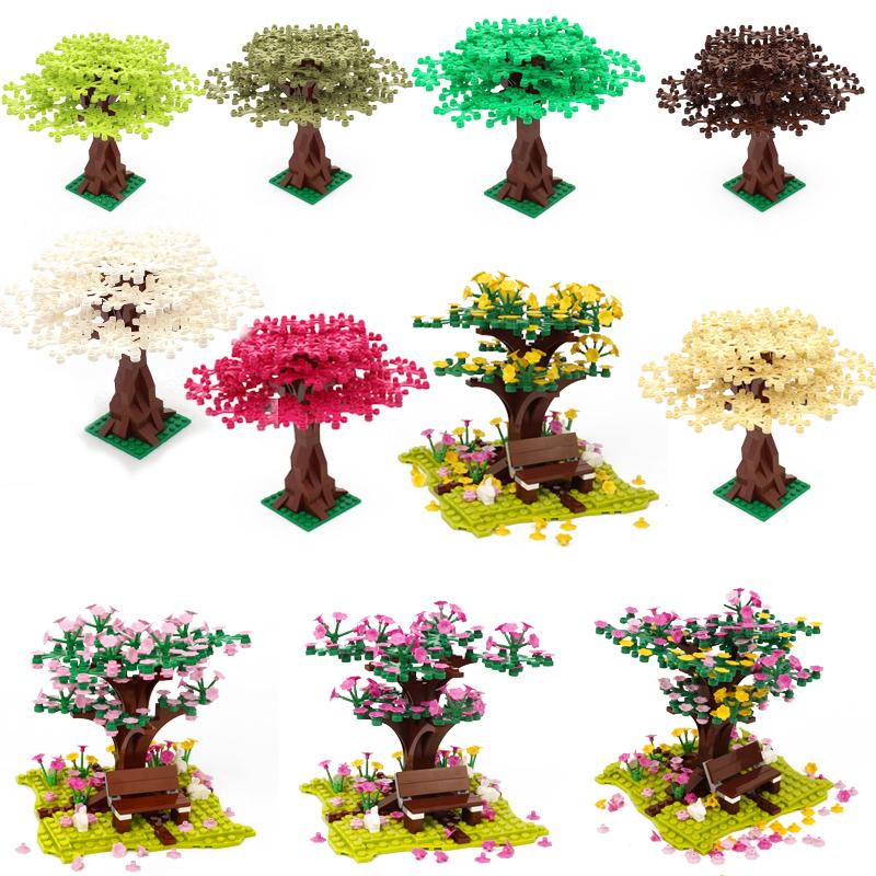 Street View Children's Toys Tree Stools Plants Toy Gifts Flowers Colorful tree Compatible MOC Accessories City Building Blocks Children's Park