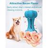 SCHITEC Squeaky Dog Chew Toy, Tough Durable Natural Rubber Bone with Toothbrush, Indestructible for Aggressive Chewers Large Medium Breed Teeth