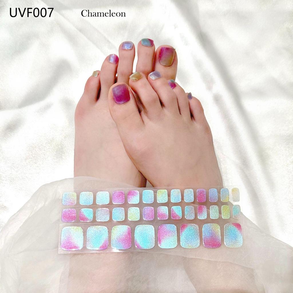 Gel Toe Nail Art Stickers - Semi-Cured UV Lamp Foot Nail Polish Stickers