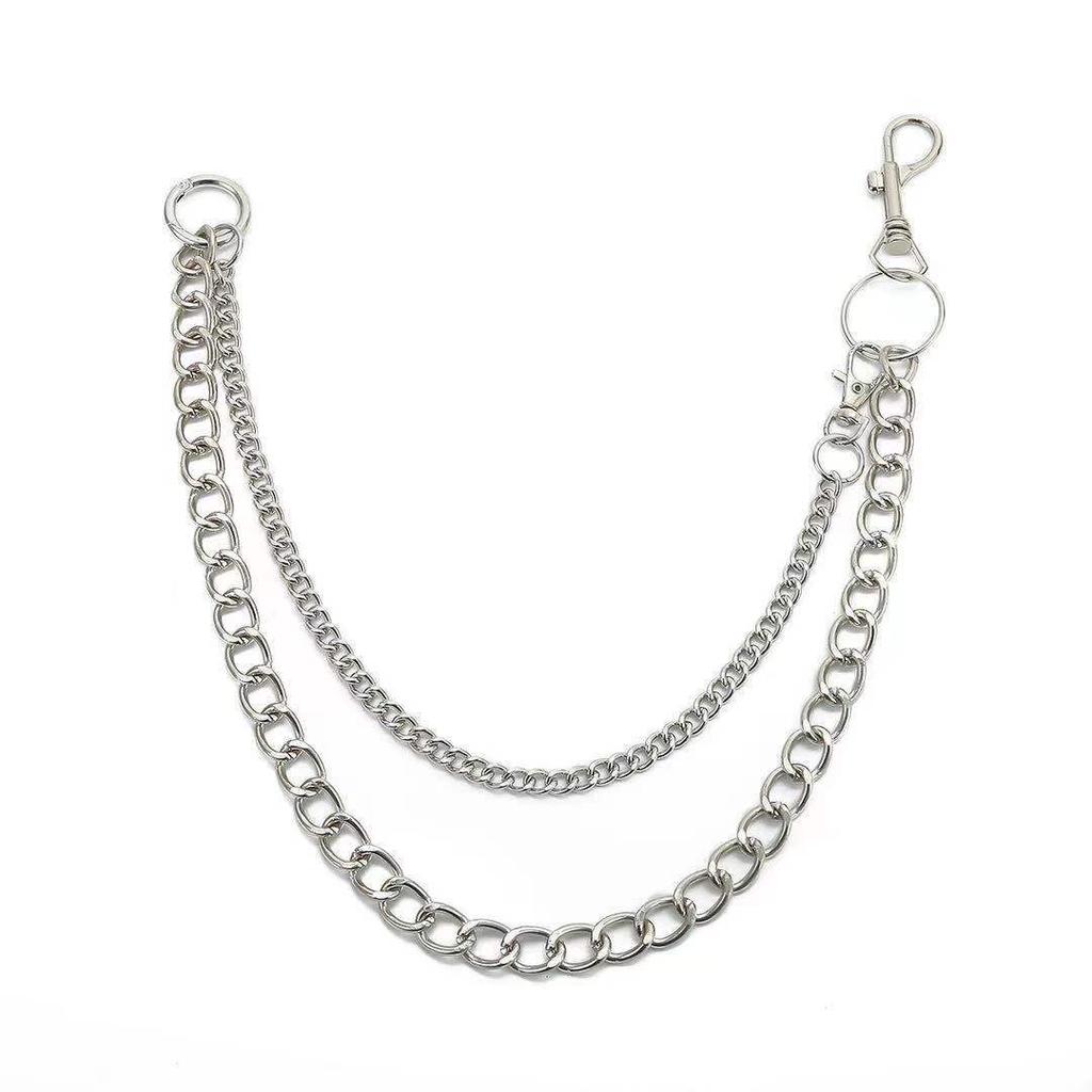 European and American Simple Retro Versatile Hip-hop Pants Chain Women's Frigid Trendy Punk Metal Denim Chain Pants Chain