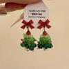Christmas‑Atmosphere Bow Christmas‑Tree Ins‑Style Light‑Luxury Ear Clips Trendy Jewelry For Women